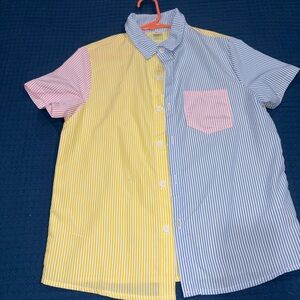 SHEIN Boys Striped Colorblock Button-Up Shirt size 9Y GOOD CONDITION
